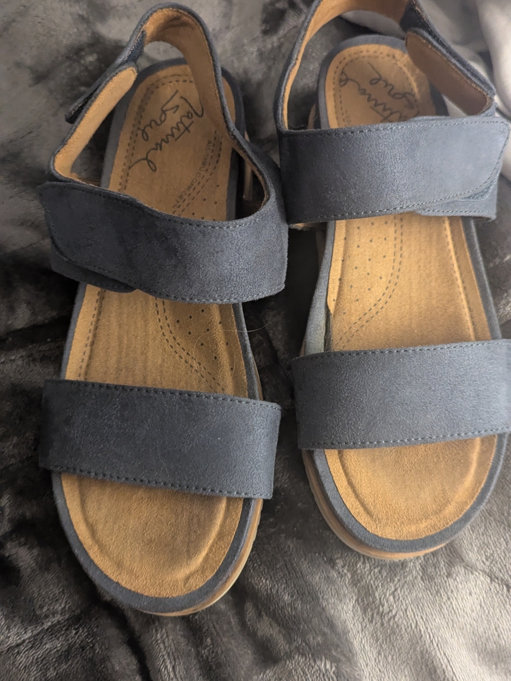 Blue Strappy Flat Sandals